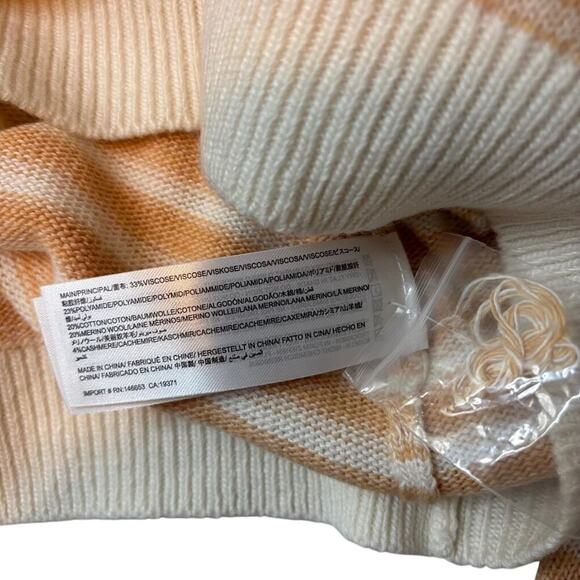 Keepsake Striped Peach Cream Sweater M NWT | Merino Wool Cashmere Knit - Picture 4 of 4